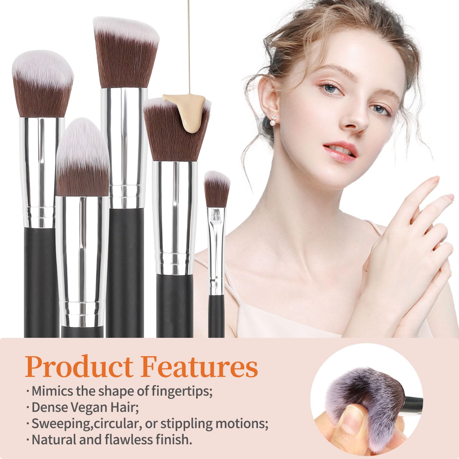 OCHEAL 14-Piece Makeup Brush Set with Holder and Travel Pouch for Women and Artists - Image 3
