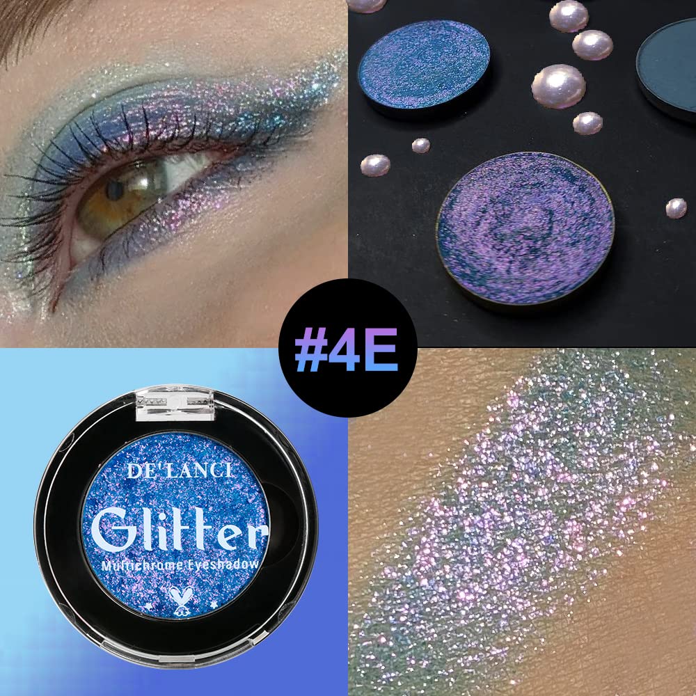 Afflano Holographic Glitter Eyeshadow 4g Silver Blue Shimmer for Blue Eyes - Image 2