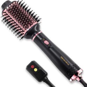 Blow Dryer Brush, 4 in 1 Hair Dryer Styler for Medium Long Hair, 2.5 Inch Oval Ceramic Barrel One Step Hot Air Brush for Blow Drying Straightening Volumizing, Less Frizz, More Shine