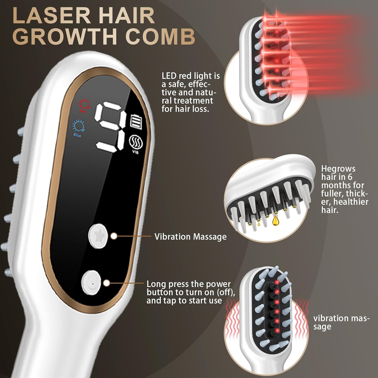 Handheld Laser Hair Growth Comb for Thicker, Healthier Hair Growth - Image 3