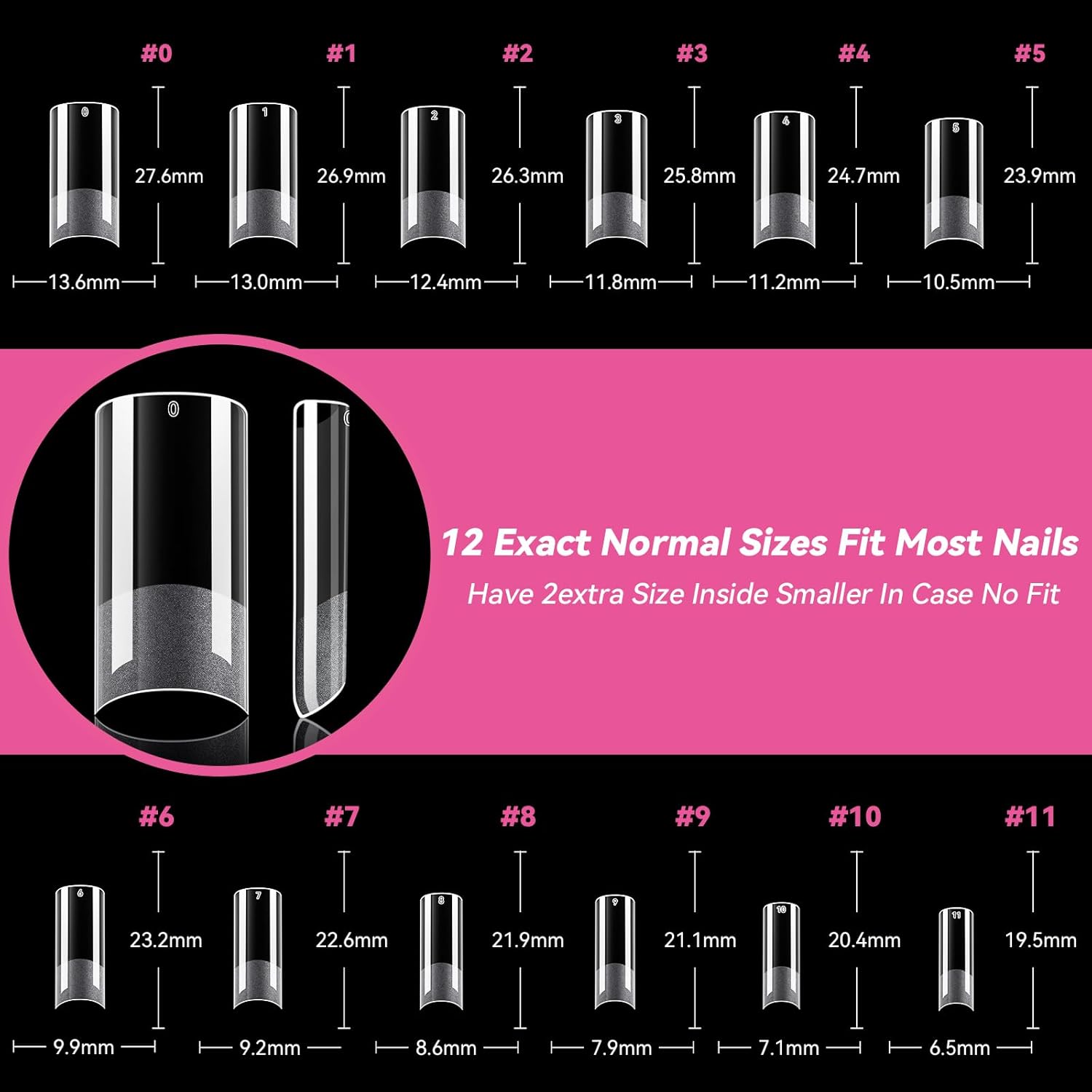 UNA GELLA Medium Square Nail Tips 216 Pcs Clear Half Cover Gel Nails for DIY Salon - Image 6