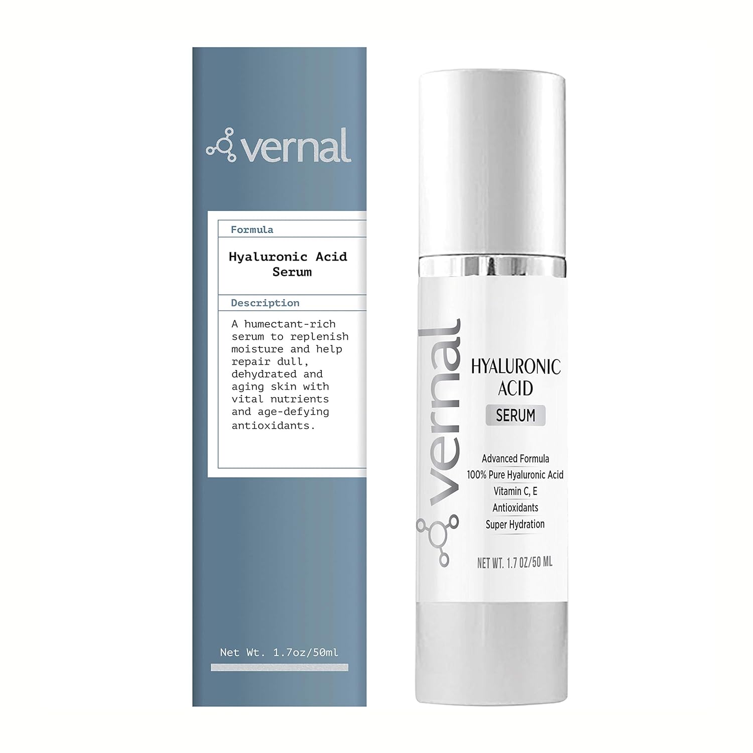 Vernal’s 100% Pure Hyaluronic Acid Serum – Rich With Vitamins C, E and Age-Defying Antioxidants - Anti Wrinkle, Anti Aging Face Serum that Lifts and Firms Skin, Made in USA