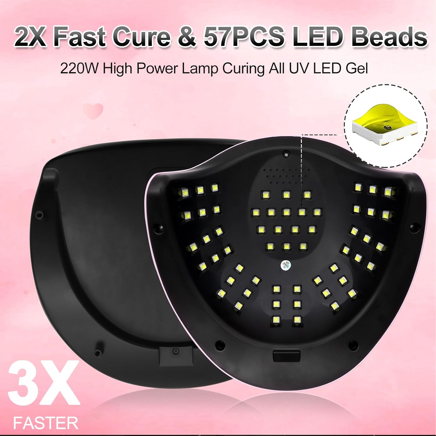 LKE 220W UV LED Nail Lamp for Gel Polish Curing, 4 Timers, Auto Sensor - Image 5
