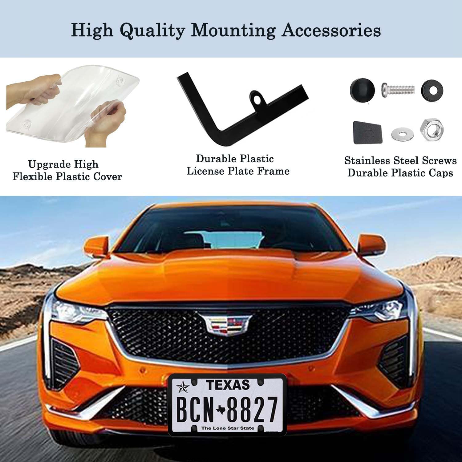 2 Pack Clear Acrylic License Plate Covers with Screw Caps for Standard US Plates - Image 3