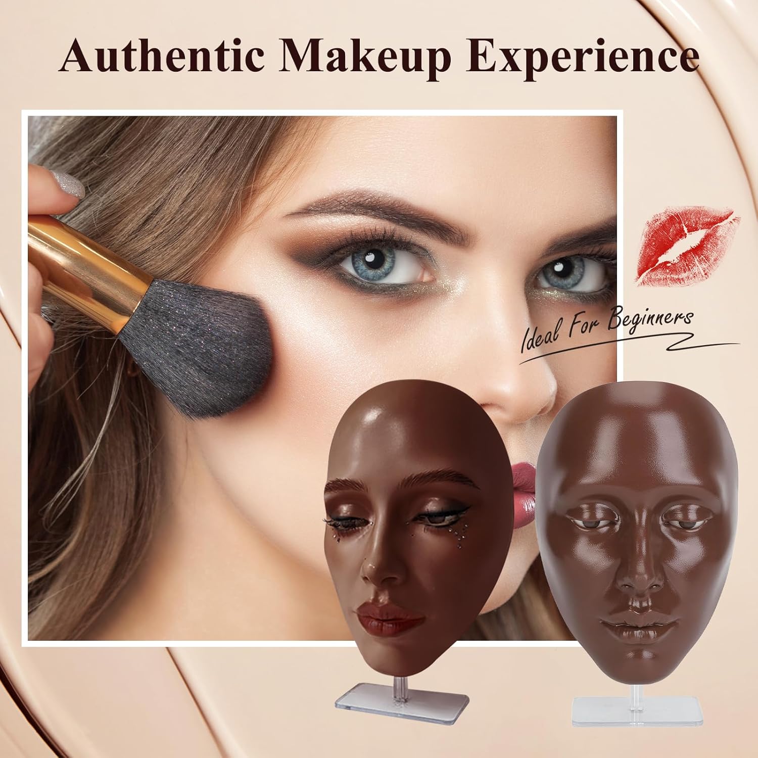 5D Black Silicone Makeup Practice Face Board for Beginners and Professionals - Image 5