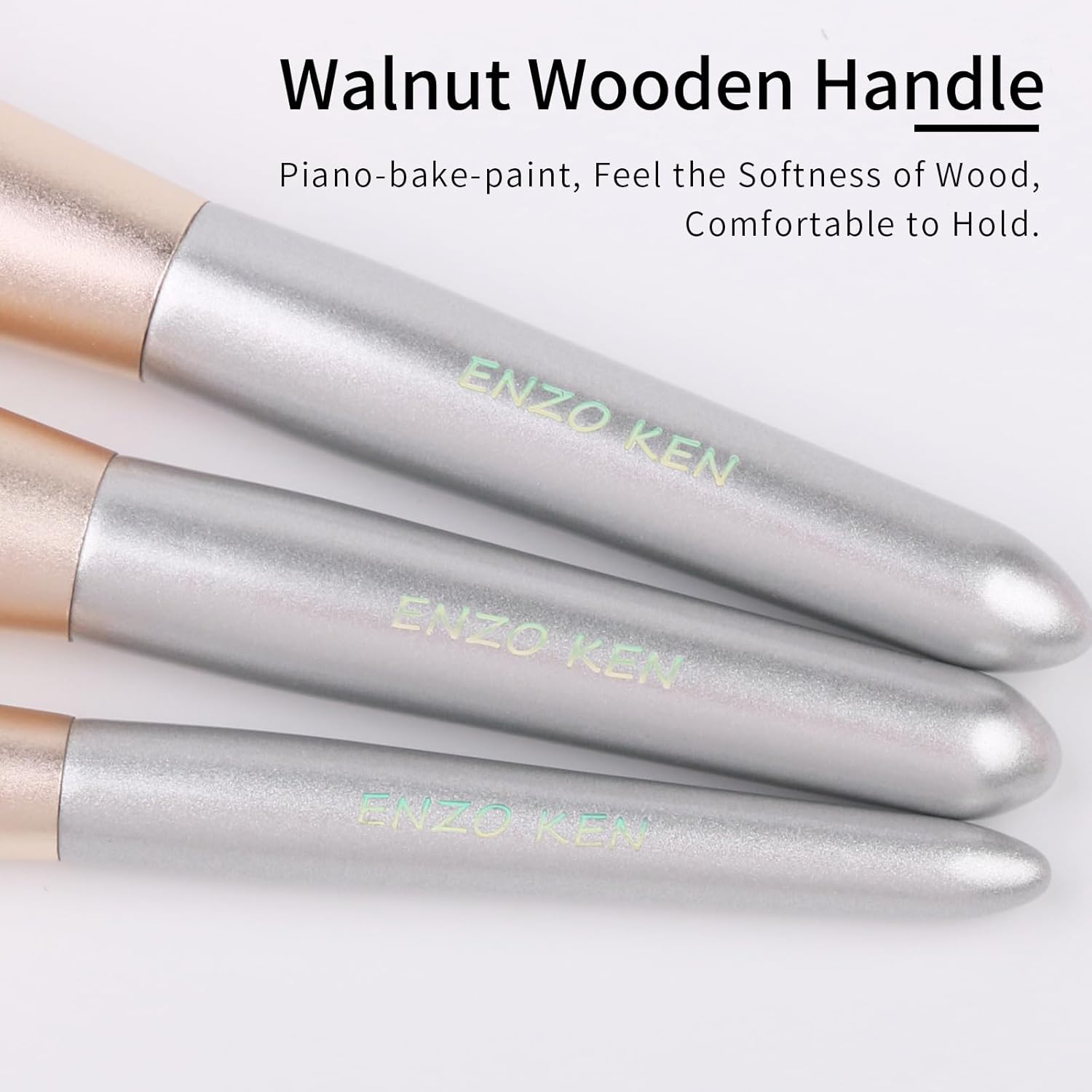 Natural Grey Squirrel Hair Makeup Brush Set with Case, 12 Piece Professional Cosmetic Brushes - Image 5