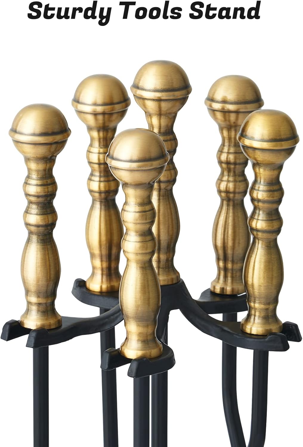 Lichamp 5-Piece Retro Gold Handle Fireplace Tools Set Indoor Outdoor - Image 6