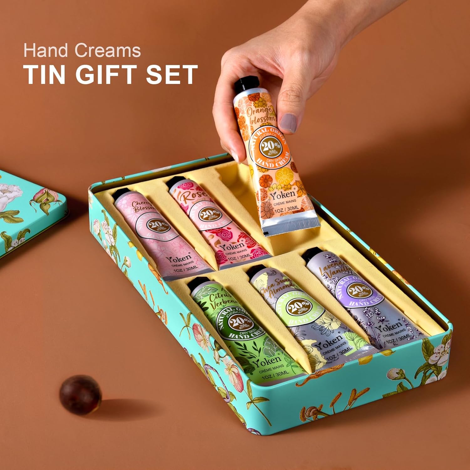 20% Shea Butter Hand Cream Gift Set, 6 Floral Scents, 1 OZ Tins - Image 3