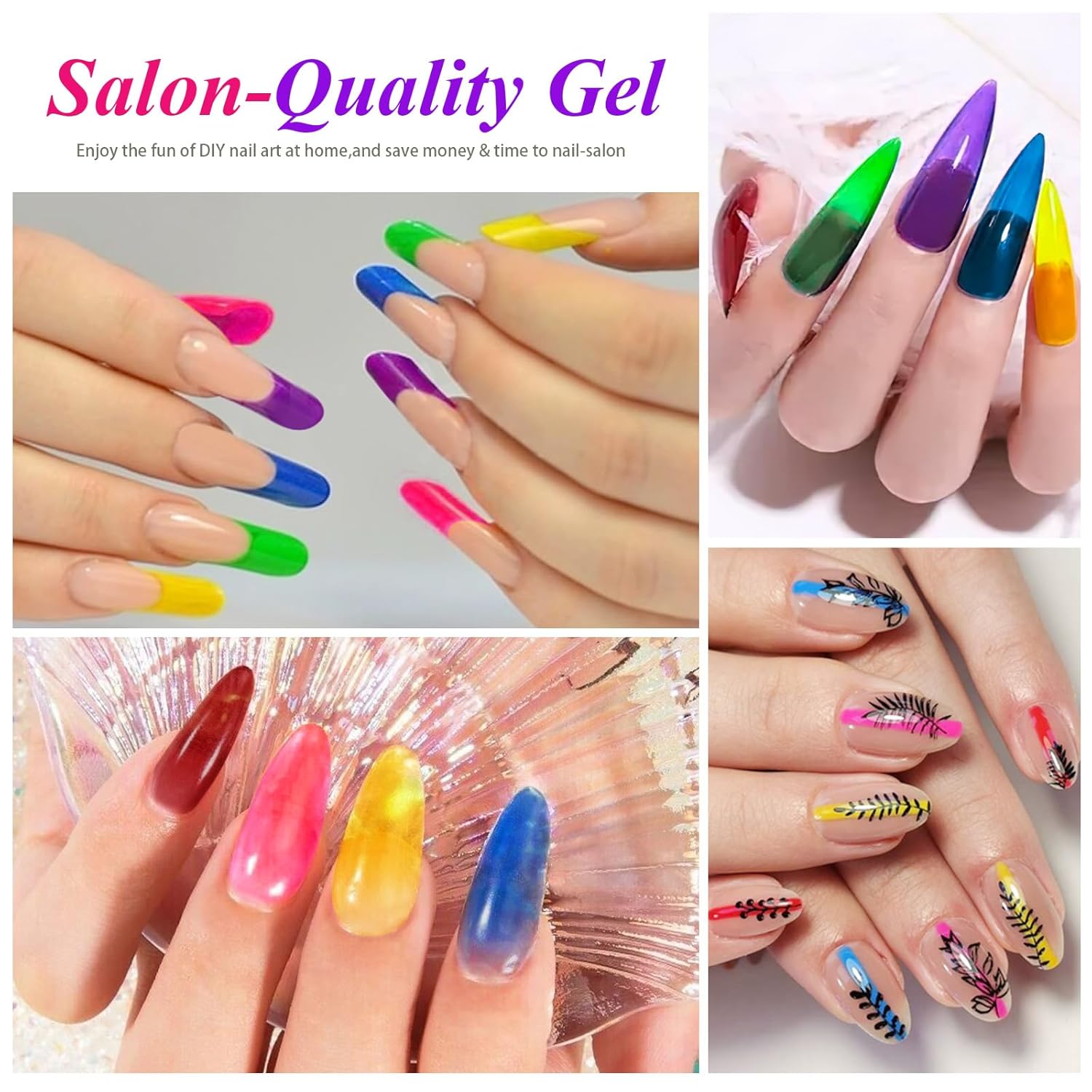 Artdone 6-Color Transparent Gel Nail Polish UV LED Curing Kit 15ml Capacity - Image 6