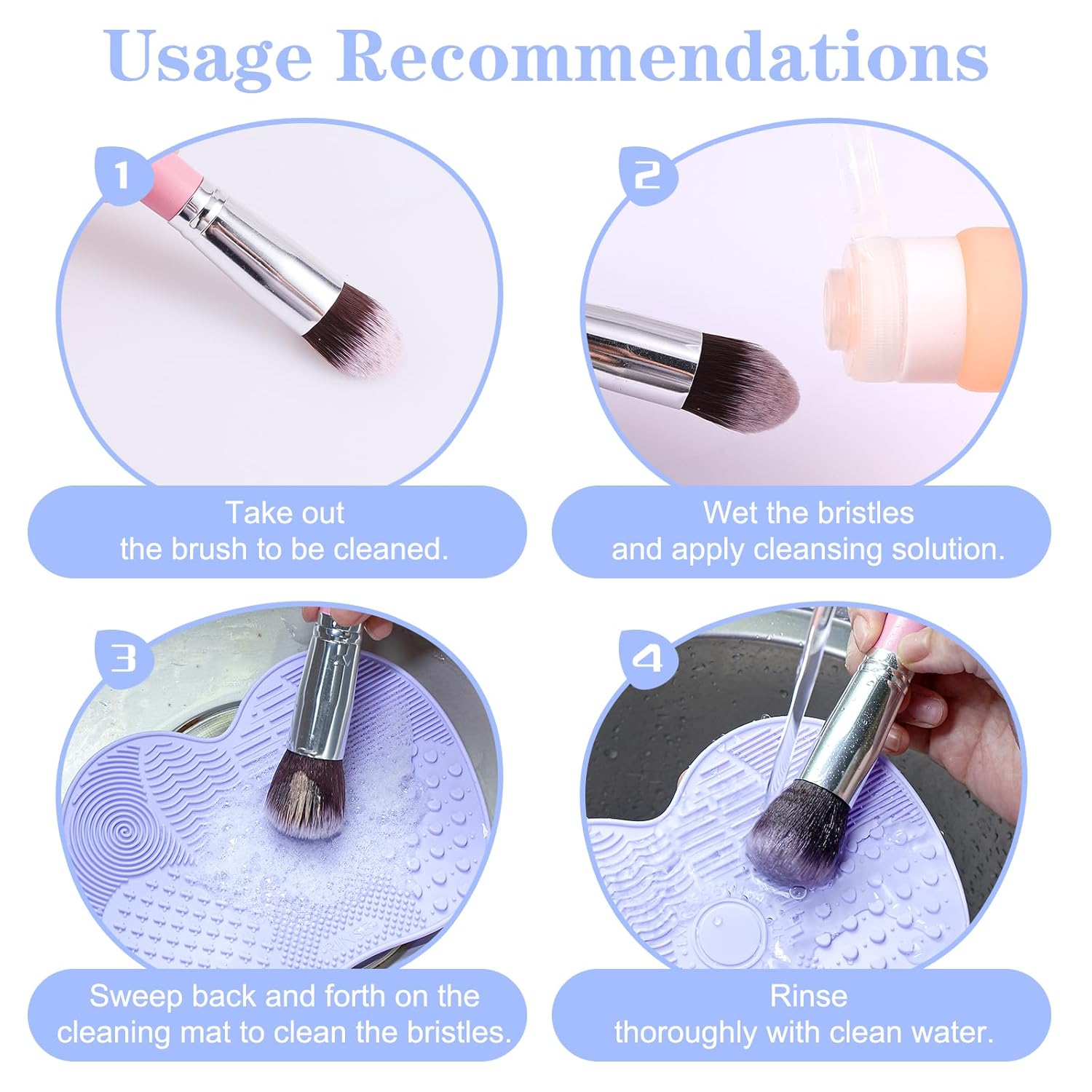 Sibba 2-Piece Silicone Makeup Brush Cleaning Mat and Sponge Bowl Set for Effortless Cleaning - Image 7
