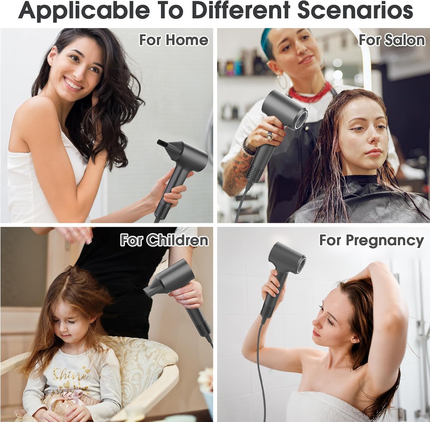KARFUN Dark Gray Ionic Hair Dryer for Women, 1875 Watt Professional High-Speed Blow Dryer - Image 5