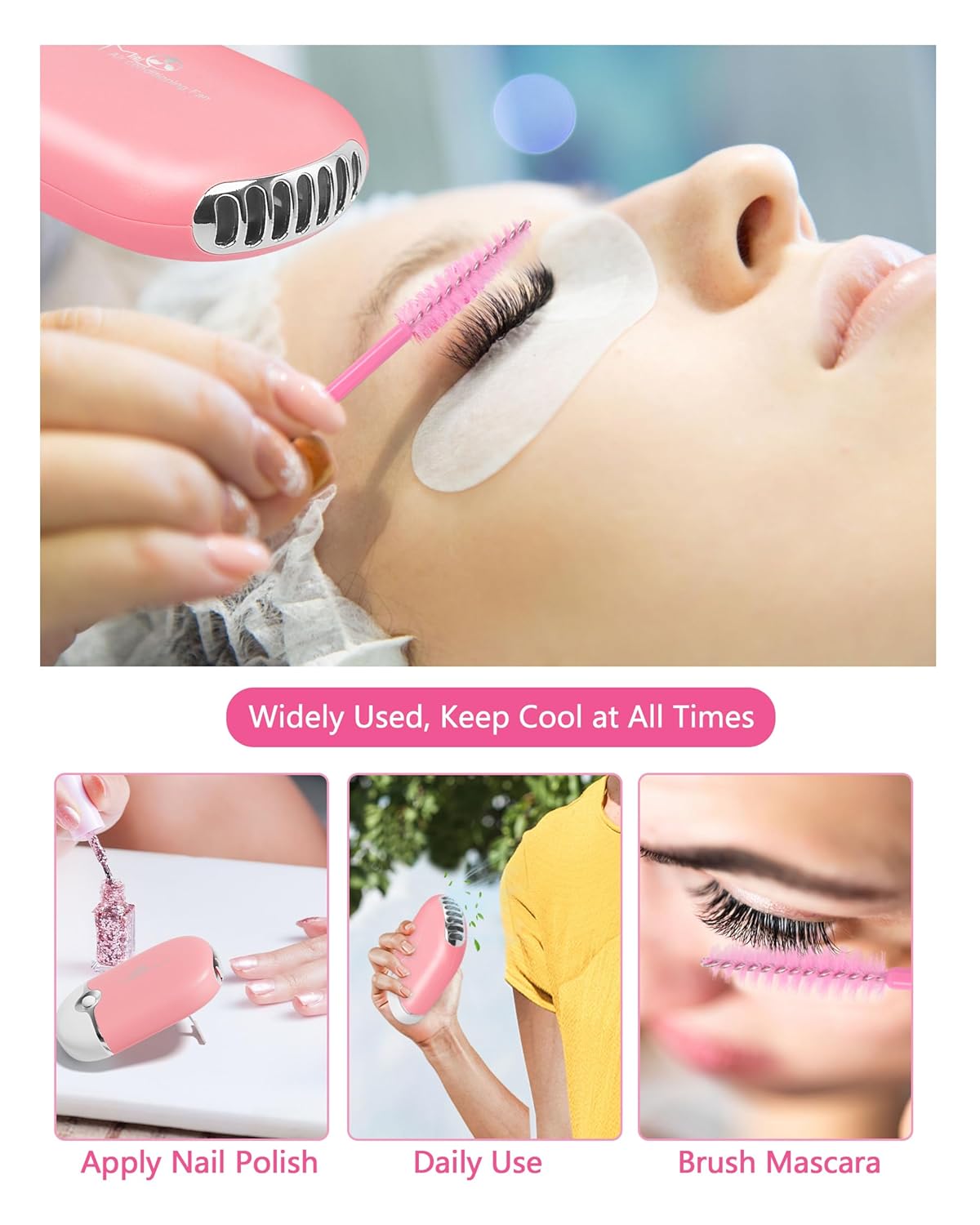 Buqikma 60ml Lash Cleanser Kit with Fan Brush, Rinse Bottle, and 50 Pink Mascara Wands - Image 3