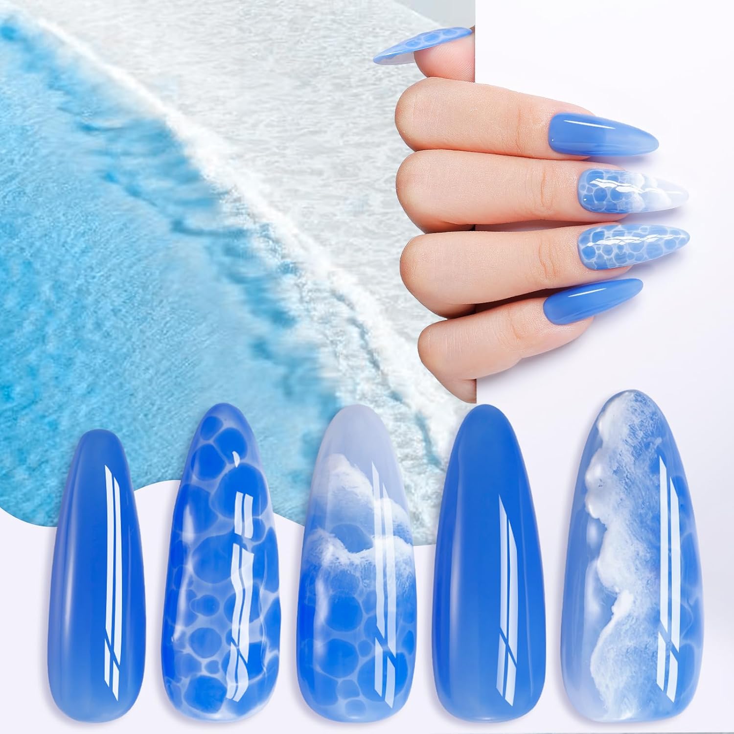 GELLEN 6-Color Blue Gel Nail Polish Set, UV Glossy Soak Off for Women and Girls - Image 3
