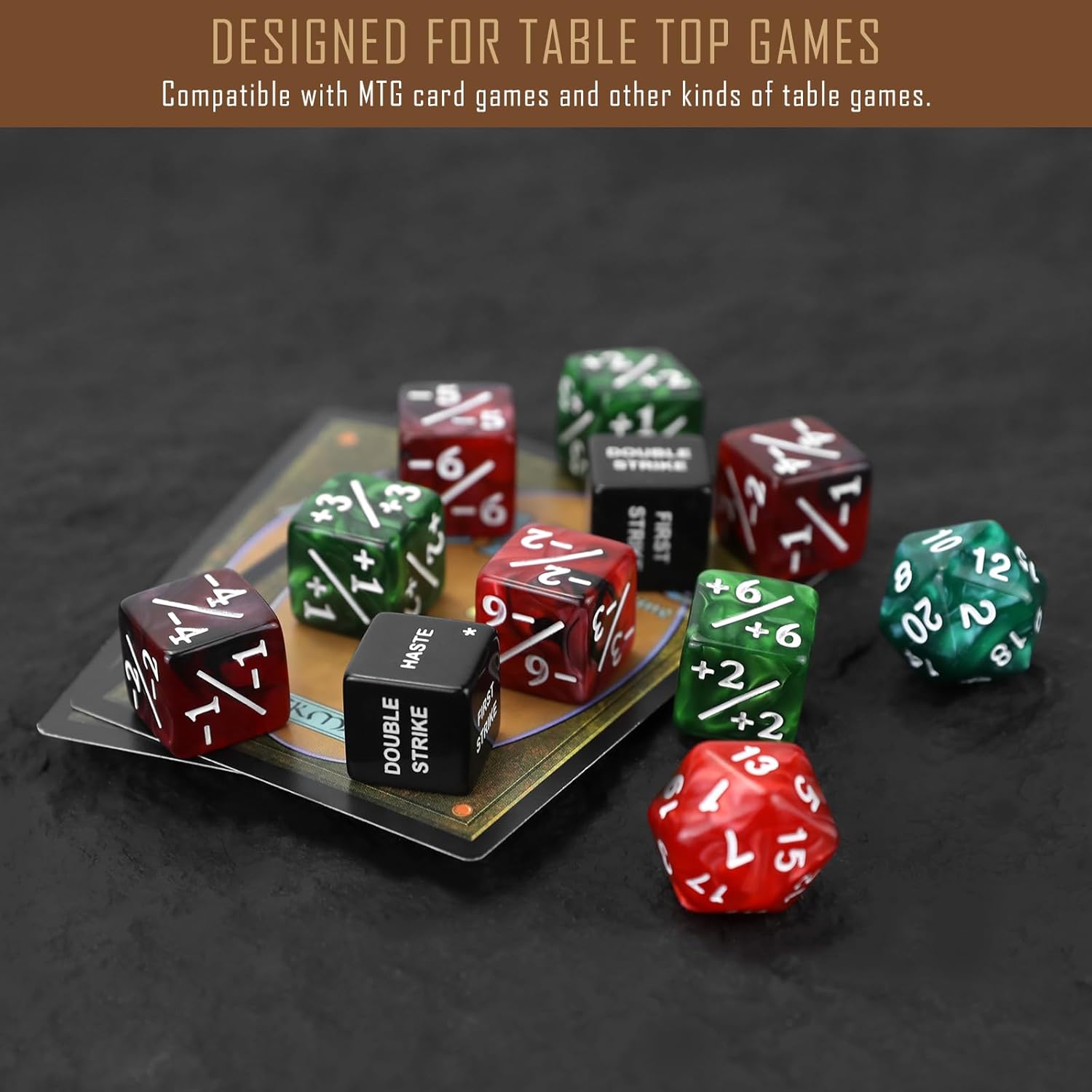 50 Life Counters Dice Set for MTG, CCG, TCG Card Games with 1 D6 Included - Image 3
