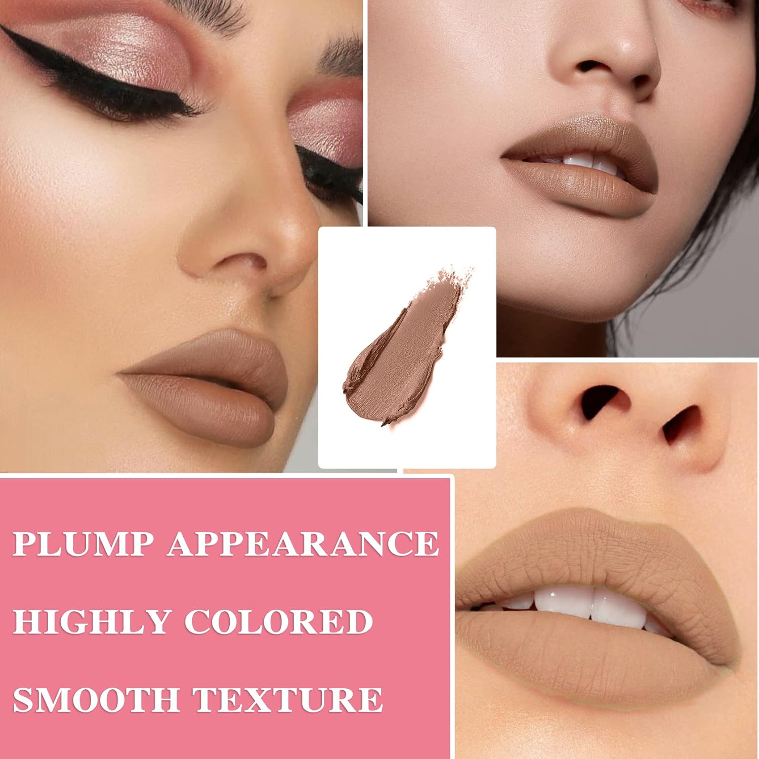 Matte Nude Lipstick Set 6-Piece Velvety Smooth, Highly Pigmented, Long-Lasting, Non-Stick Formula - Image 3