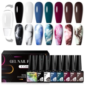Blooming Gel Nail Polish - Blossom Gel Marble Nail Ink for Manicure Art Decoration. Watercolor Spreading Effect, 8 Colors. Salon & Home DIY