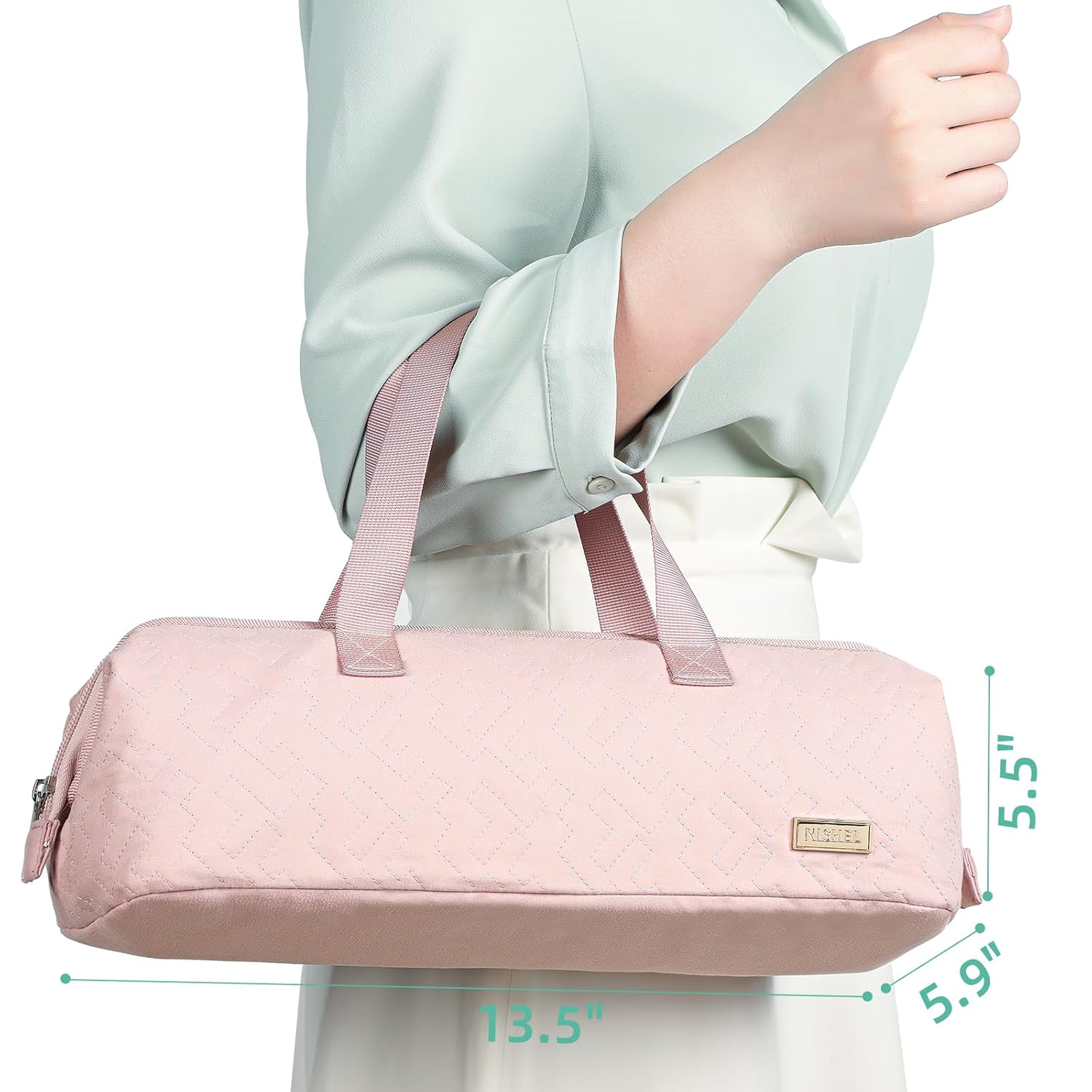 NISHEL Pink Travel Case for Hair Dryer, Curling Iron, and Accessories Organizer - Image 6
