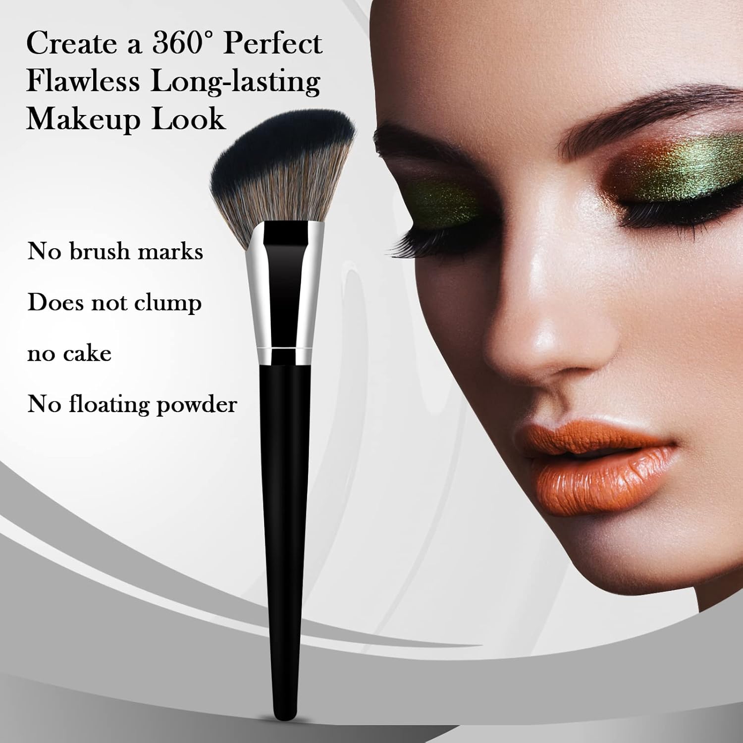 Banidy 5-Piece Angled Makeup Brush Set with Triangle Powder, Fan, Blush Brushes, Soft Bristles - Image 4
