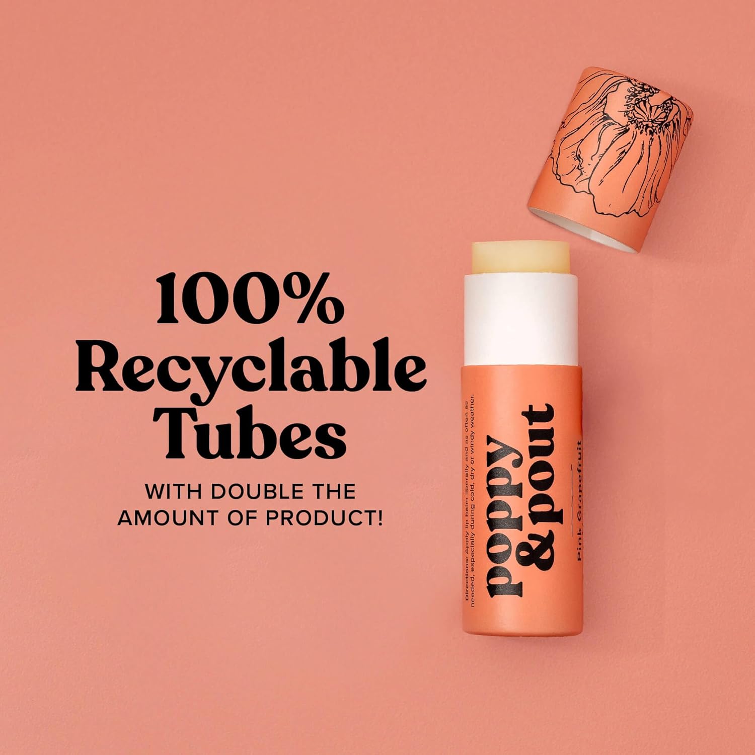Poppy & Pout Jumbo Pink Grapefruit Lip Balm 0.5 oz | All Natural, Cruelty-Free, Hydrating - Image 7
