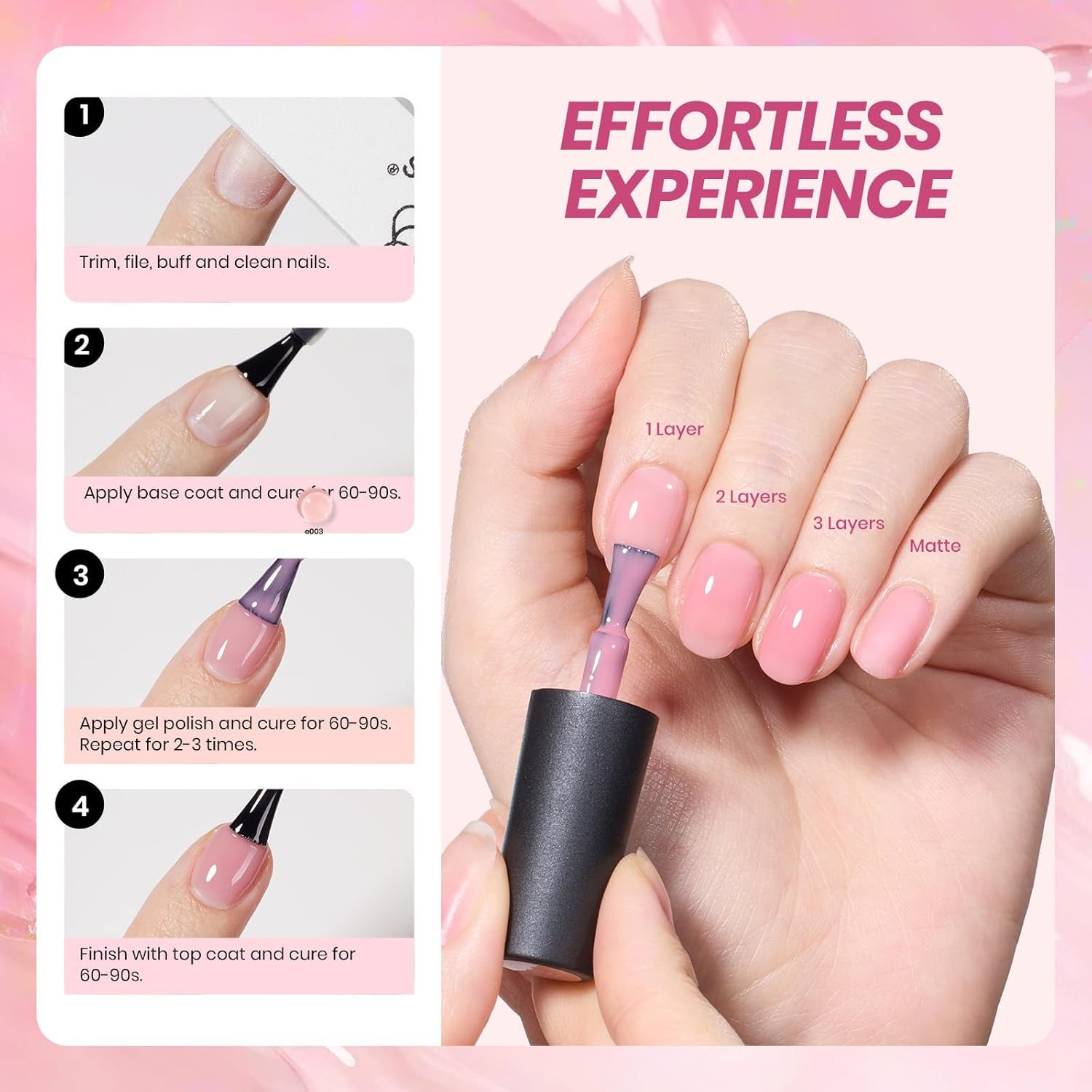 Beetles 25 Piece Nude Pink Gel Nail Polish Set 20 Colors & Nail Charms - Image 5