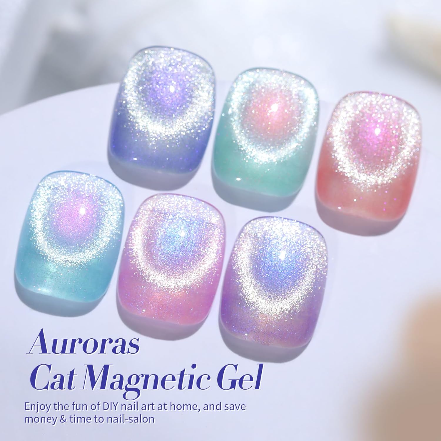 Born Pretty Aurora Cat Magnetic Gel Nail Polish Set 6 Colors Shimmer Glitter - Image 6