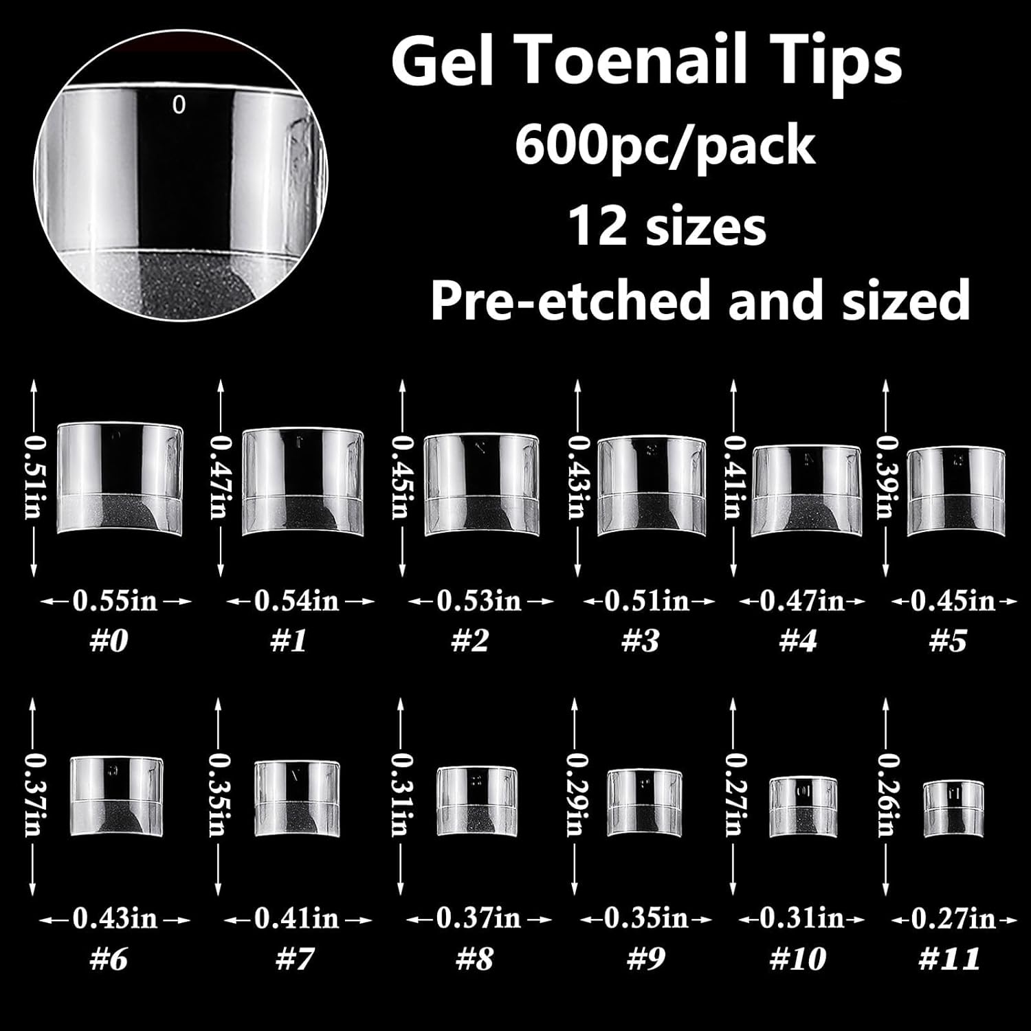 LuckForever 600 Piece Short Square Clear Acrylic Gel Fake Toenail Tips - Image 3