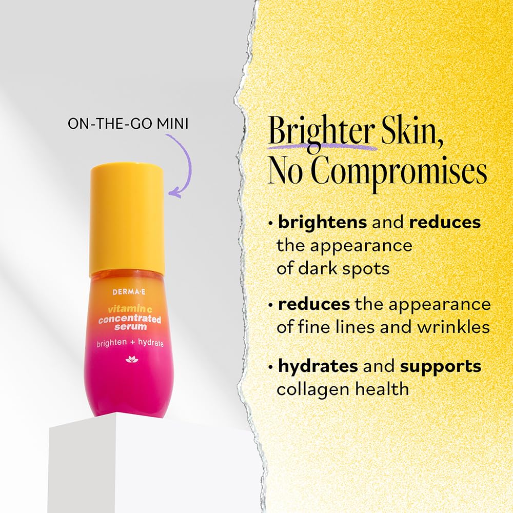 DERMA E Brightening Vitamin C Serum 1oz with Hyaluronic Acid and Aloe - Image 2