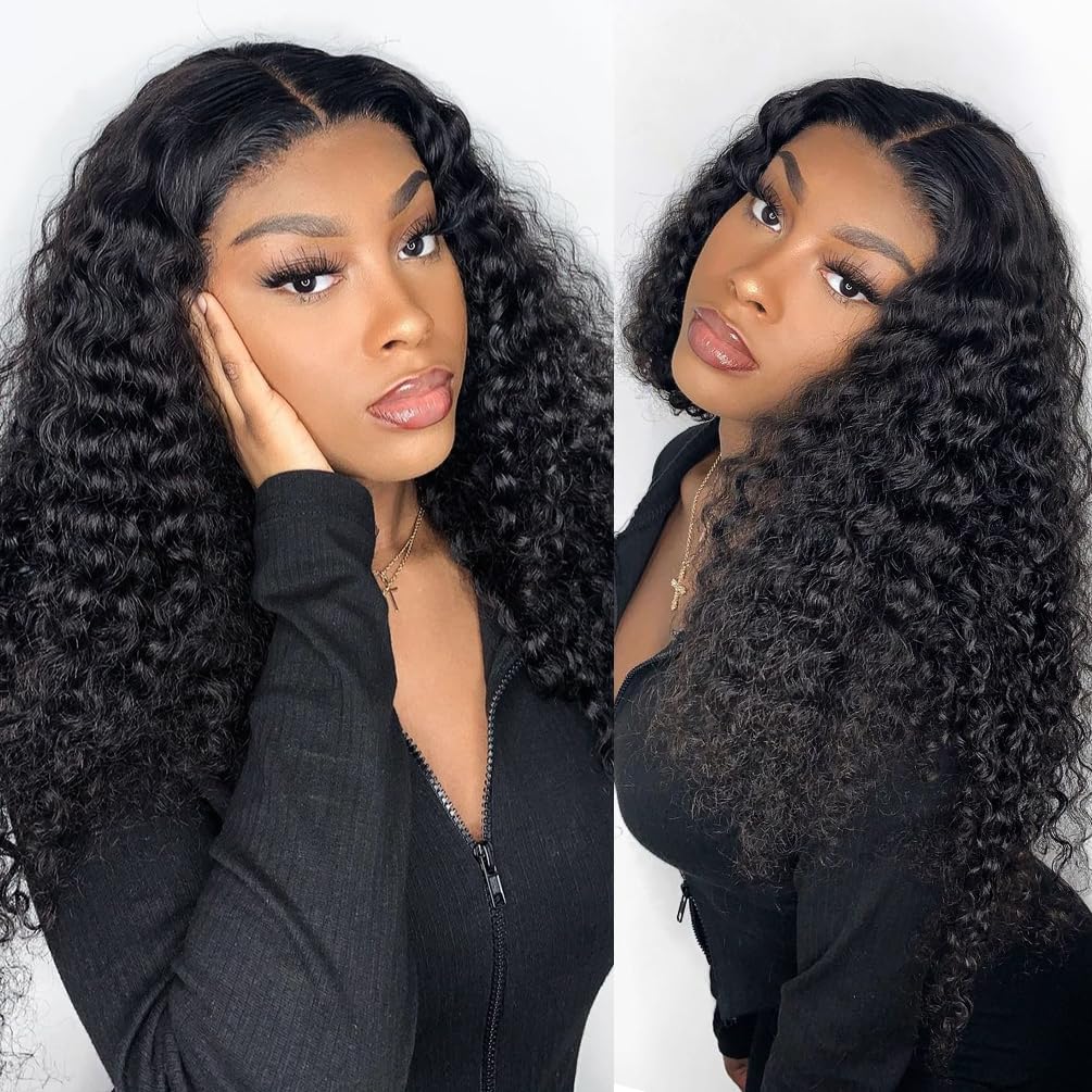13x4 Deep Curly Glueless 20 Inch Human Hair Wig 180 Density Lace Front - Image 2