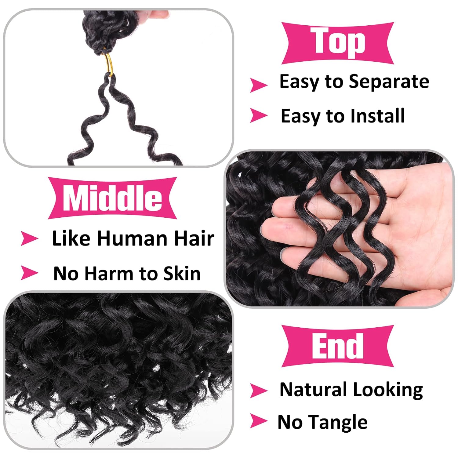 Unionbeauty 8 Packs 14 Inch Water Wave GoGo Curl Crochet Hair Braids for Women - Image 3