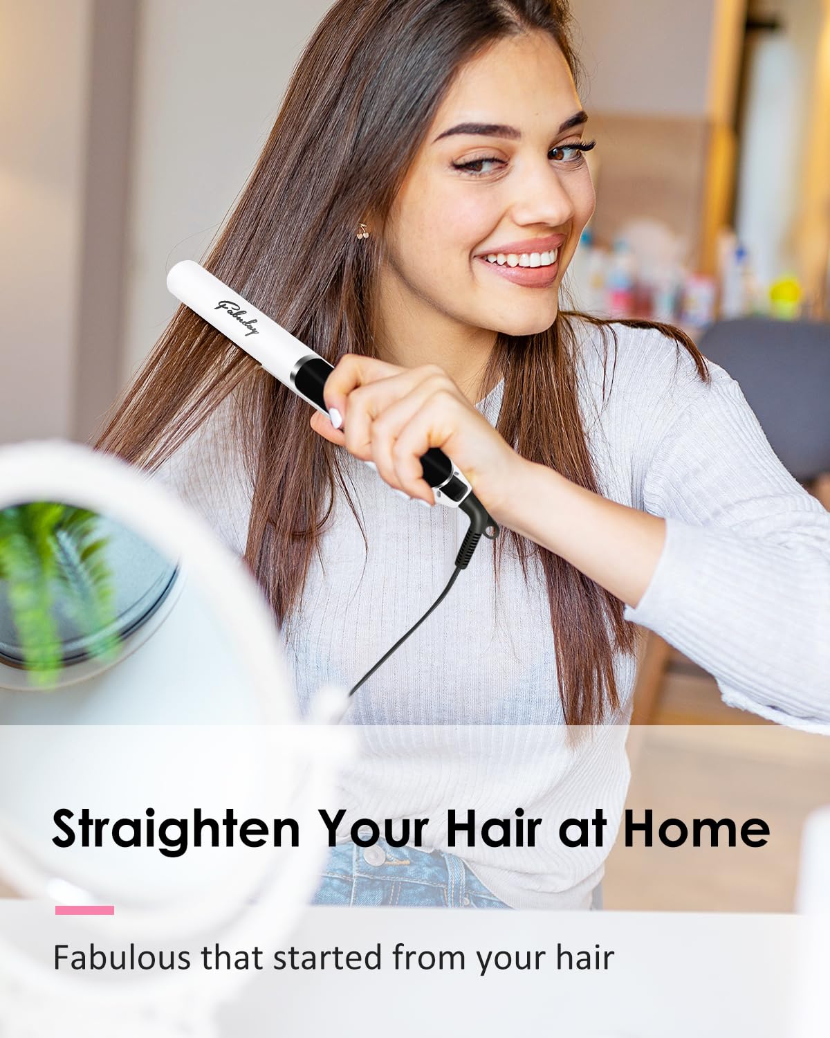 Fabuday 1 Inch Ceramic Hair Straightener for Women, 12 Adjustable Temps, LED Display - Image 2