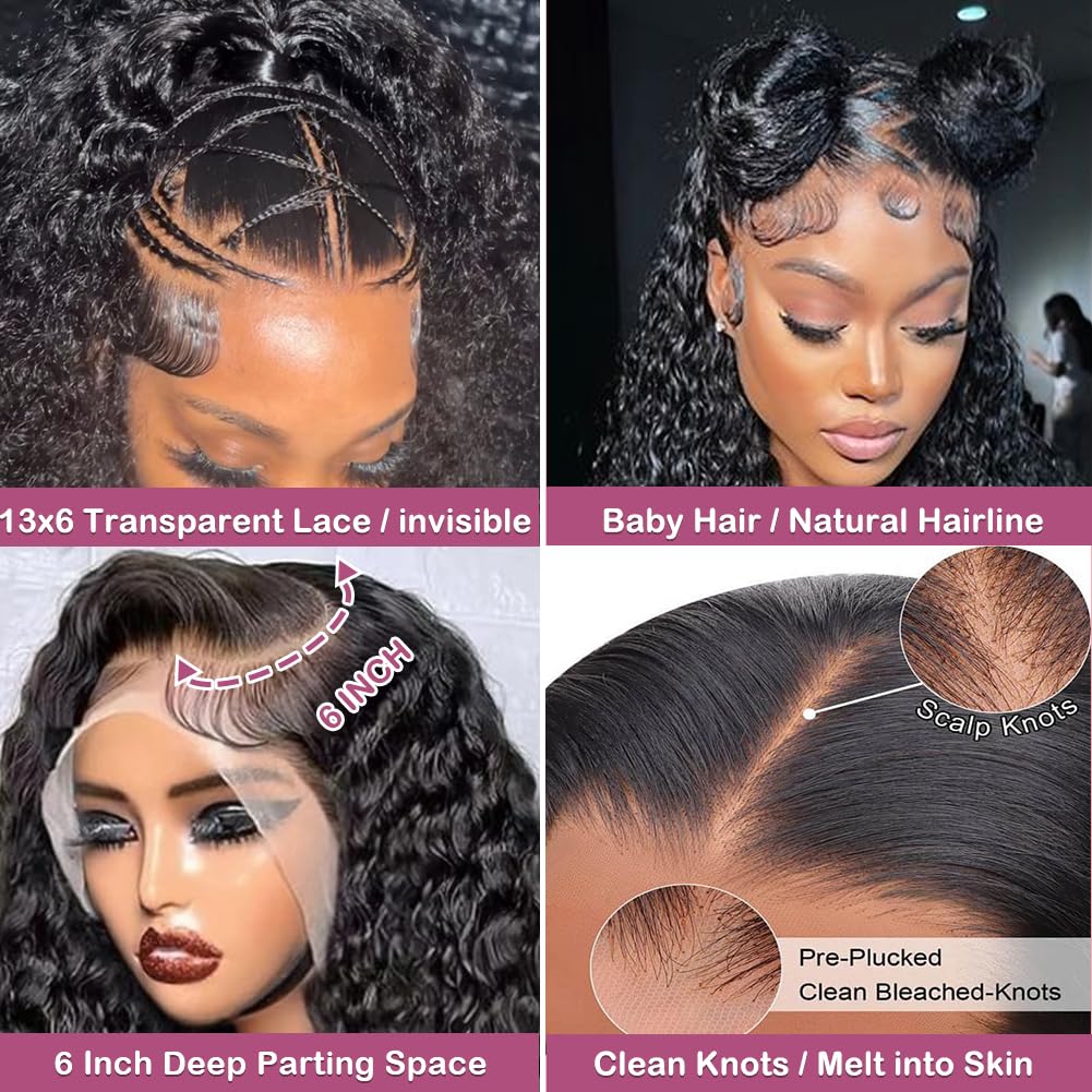 Deep Wave 28 Inch 250% Density HD Lace Front Wig Pre Plucked - Image 3