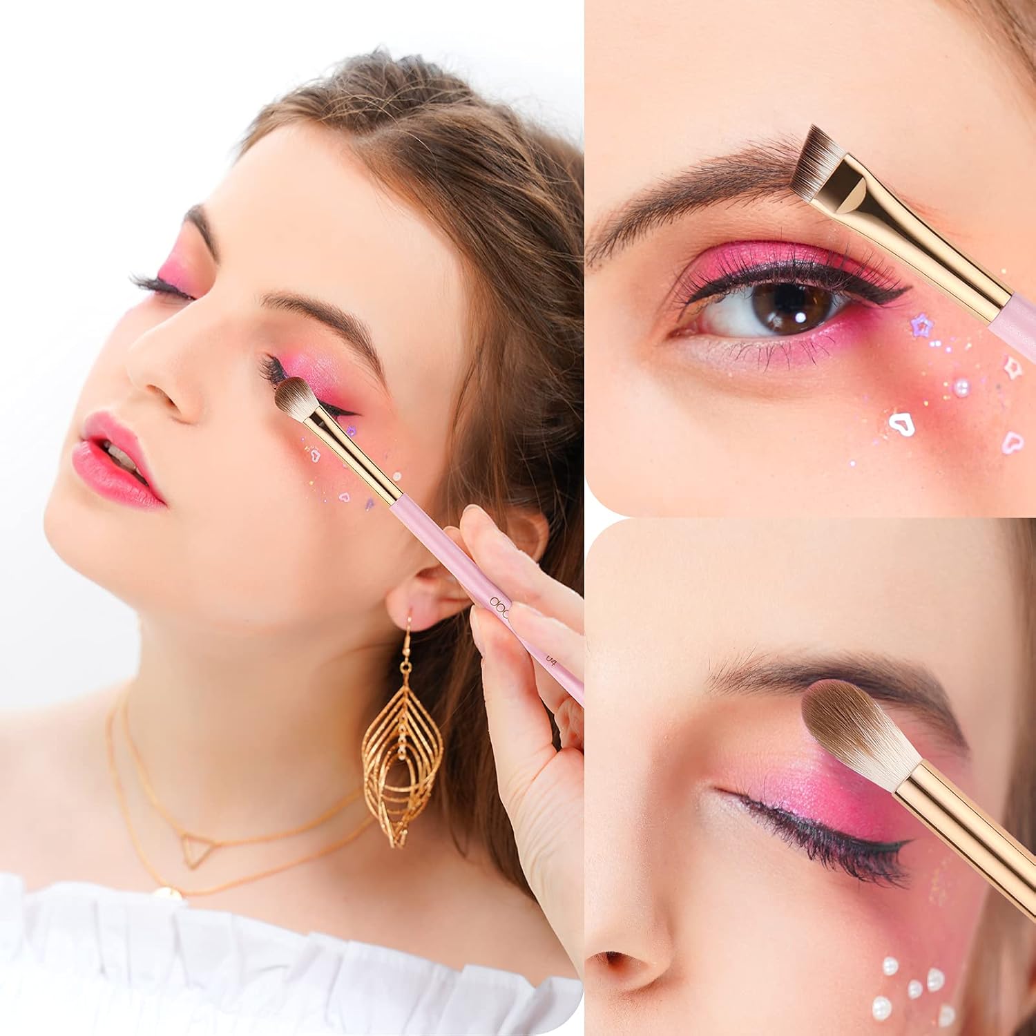 Docolor Pink 15-Piece Soft Synthetic Hair Eye Makeup Brush Set - Image 6