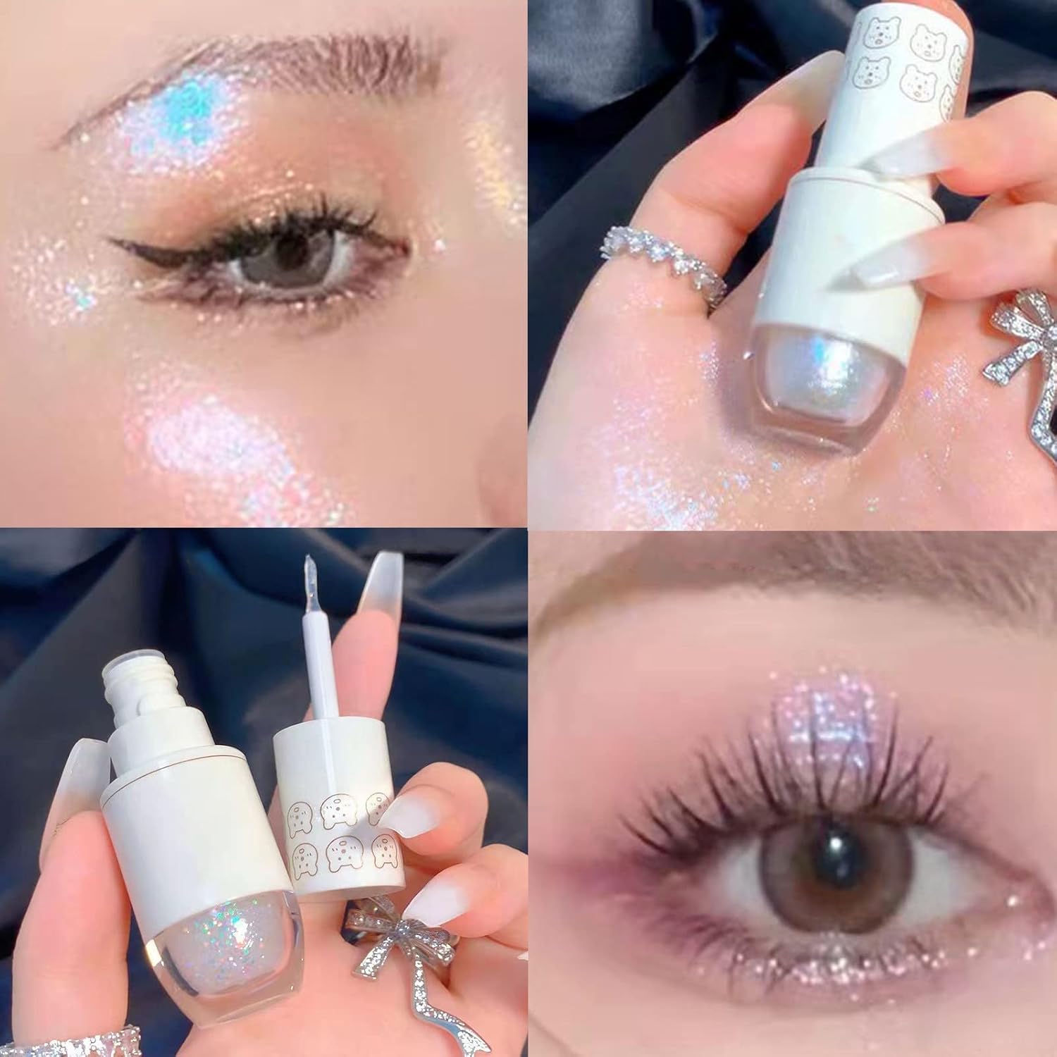 Sparkling Liquid Eyeshadow Eyeliner 10ml Metallic Finish with Bling Brush - Image 2