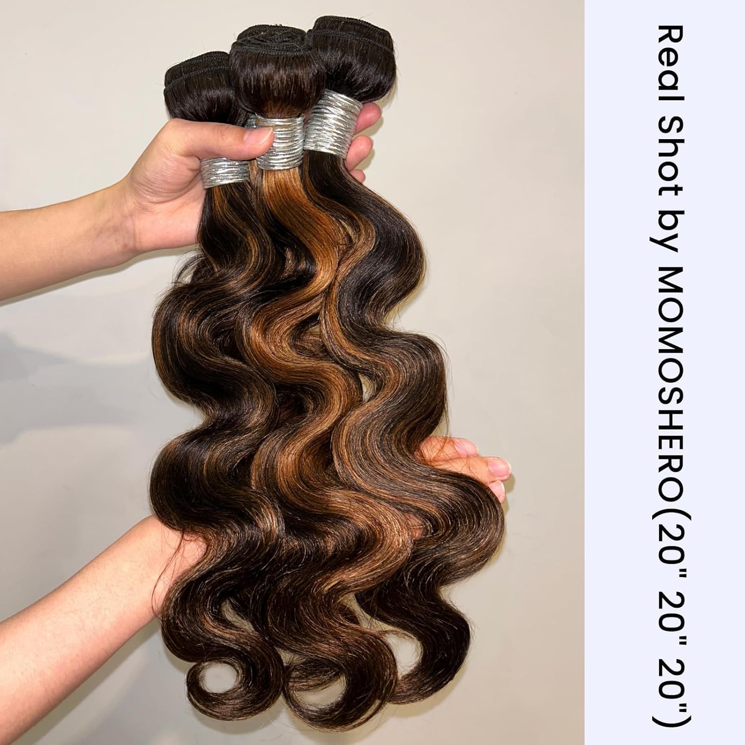 Brown Highlight Body Wave Human Hair 3 Bundles with 13x4 Lace Frontal 18 20 22 Inch - Image 7