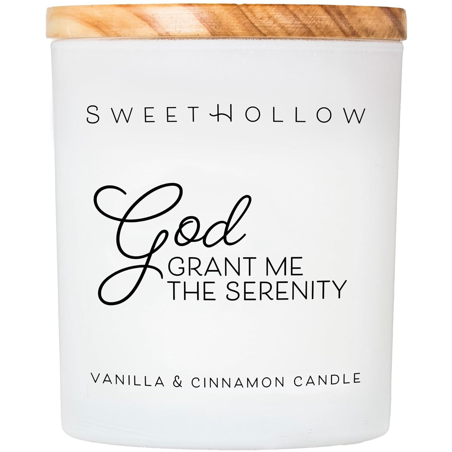 SweetHollow Serenity Prayer Candle, Full Prayer on Back, Recovery Gift for Sobriety or Abstinence, Highly Scented & Long Lasting Coconut Wax, Vanilla & Cinnamon Fragrance, Large