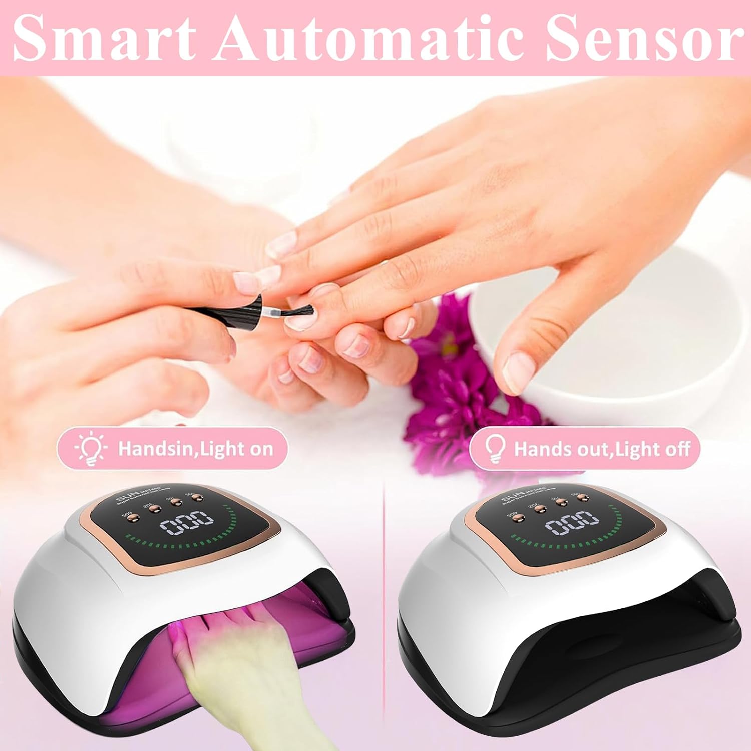 300W UV LED Gel Nail Lamp with 72 Beads, Auto Sensor, 4 Timer Settings - Image 5