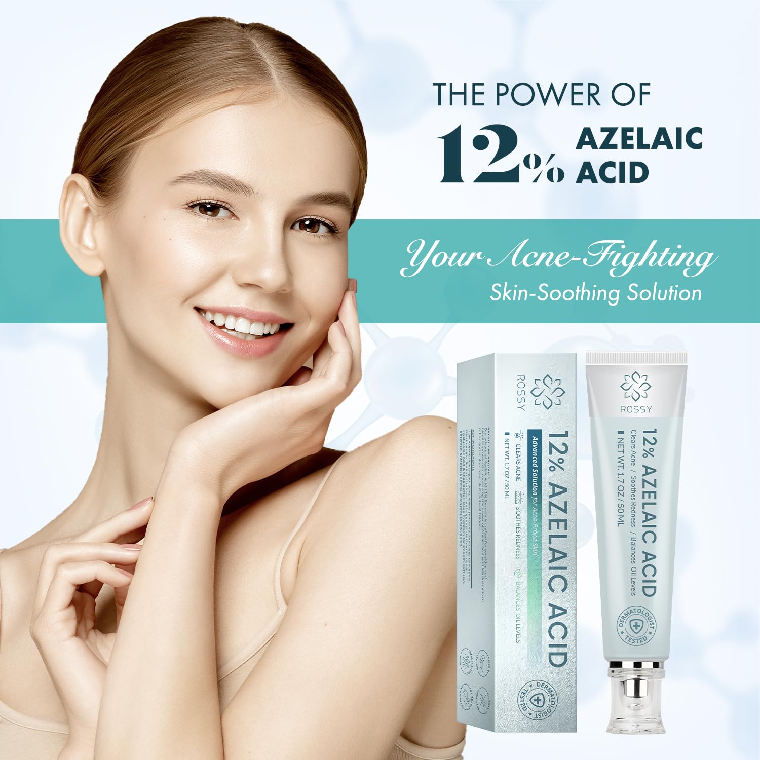 Rossy 12% Azelaic Acid Acne Cream 50ml Daily Anti-Blemish Facial Treatment for All Skin Types - Image 7