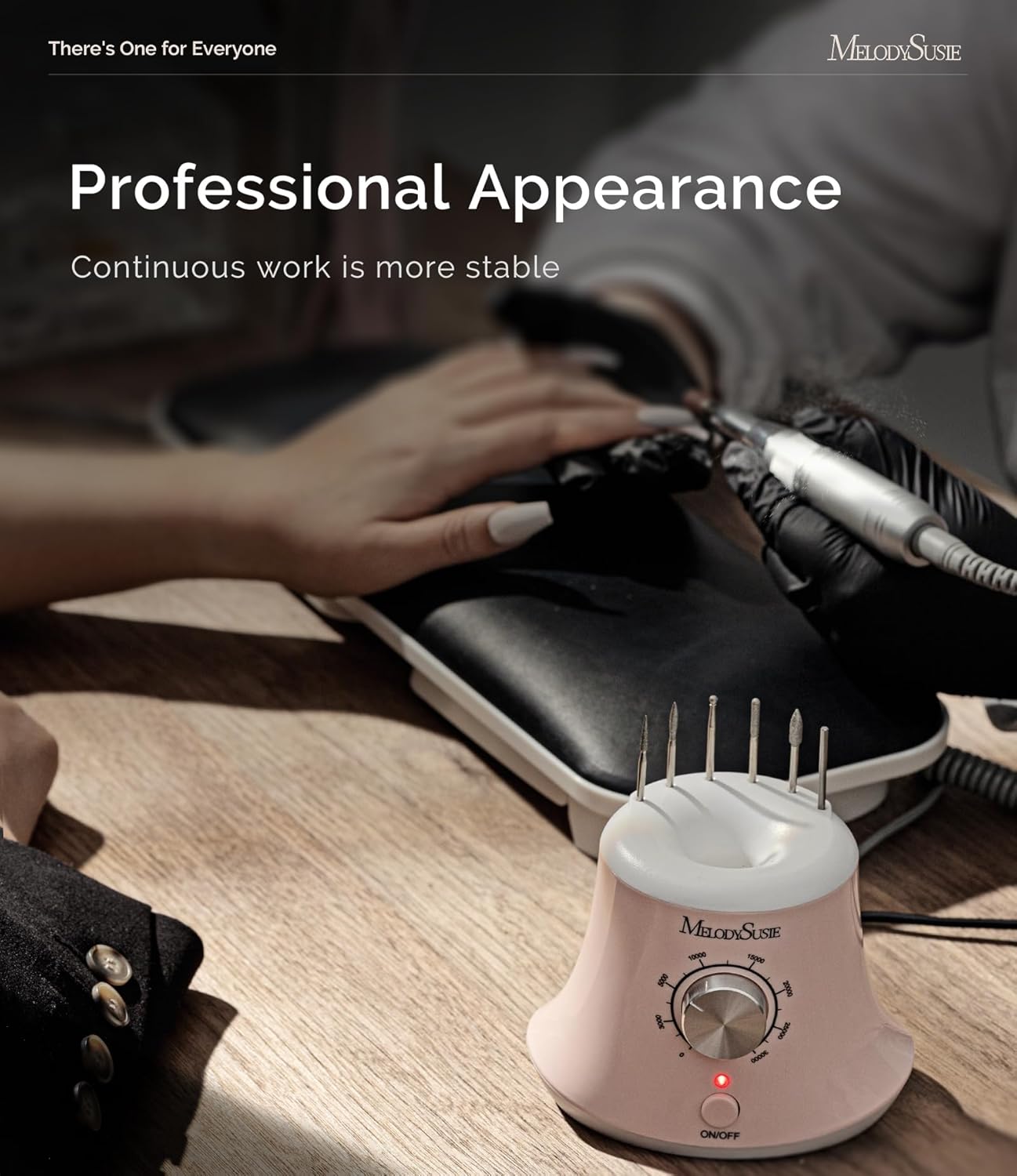 MelodySusie 30000RPM Electric Nail Drill Set with Foot Pedal for Acrylic Gel Nails Scarlet Pink - Image 3