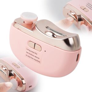 Electric Nail Clippers(Not for Toenails) - 3-in-1 Fingernail Trimmer, Polisher & Storage with LED Light, Rechargeable, 2 Speeds for Babies, Kids, Seniors, Caregivers(Pink)