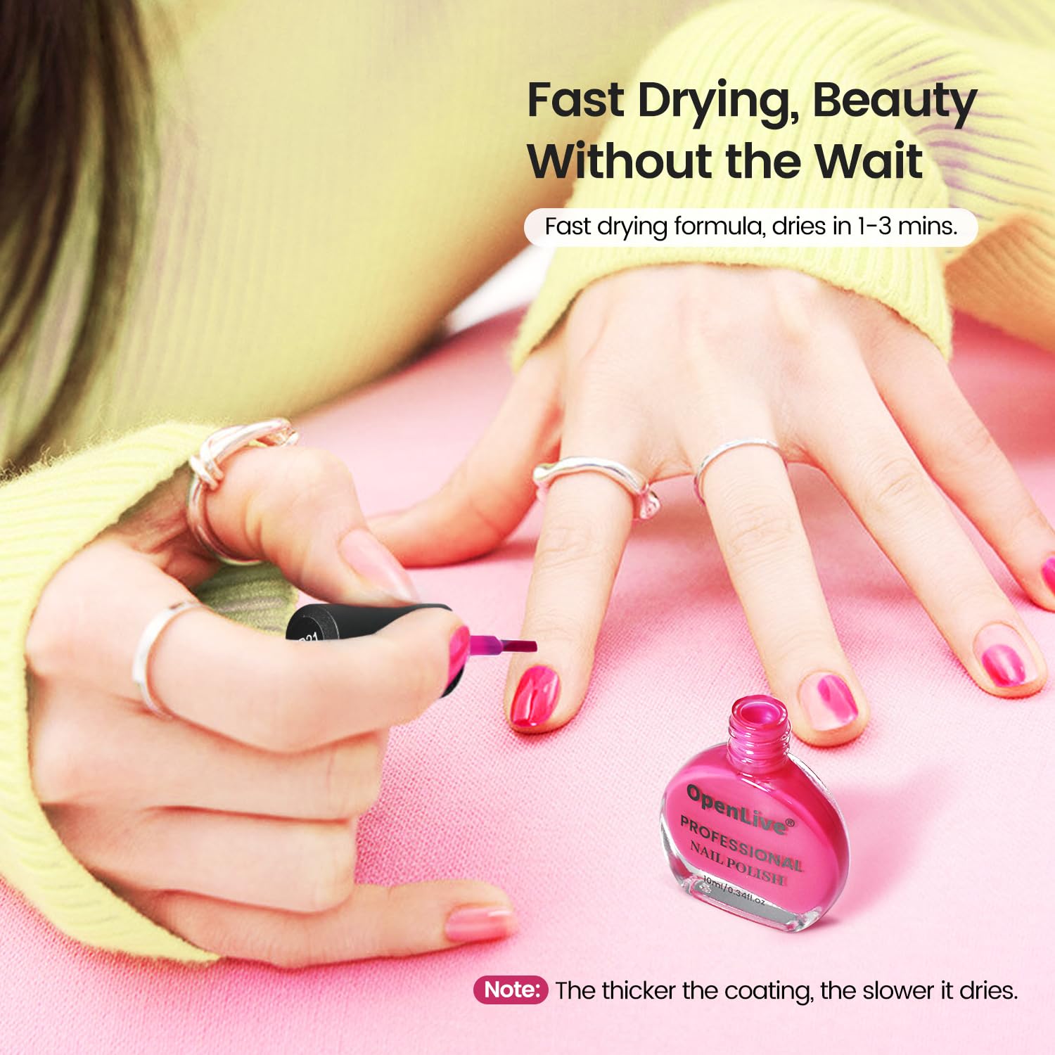 6 Color Quick Dry Nail Polish Set Women's Black White Red Pink Collection - Image 5