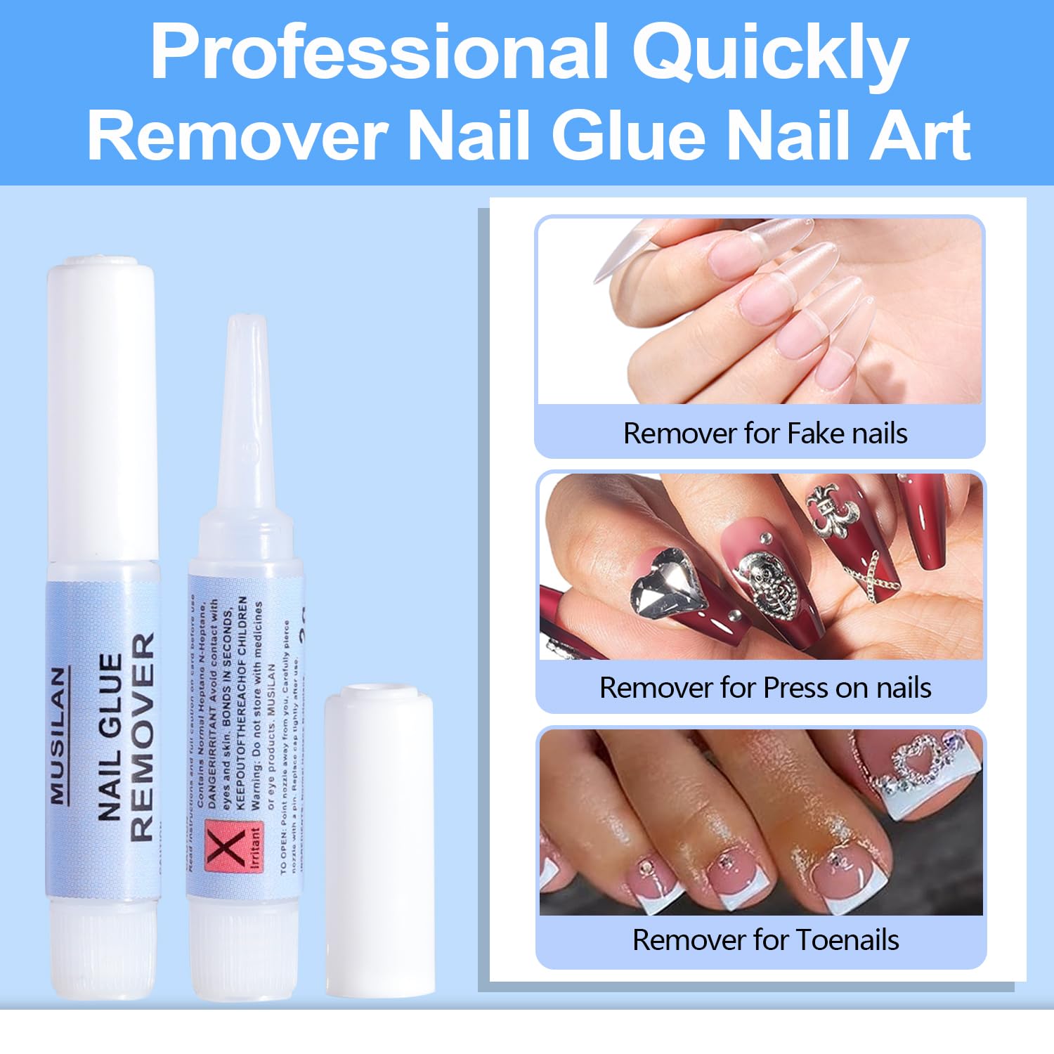 11 Piece Acetone-Free Nail Glue Remover for Press On Fake Nails - Image 4