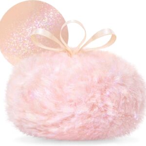 Body Glitter Powder Puff Body Shimmer Powder Plush Peach Ball Loose Highlighter Patting High Gloss Shine Bright Illuminator Glossy Diamond Glow Sparkle Makeup for Body Face Hair