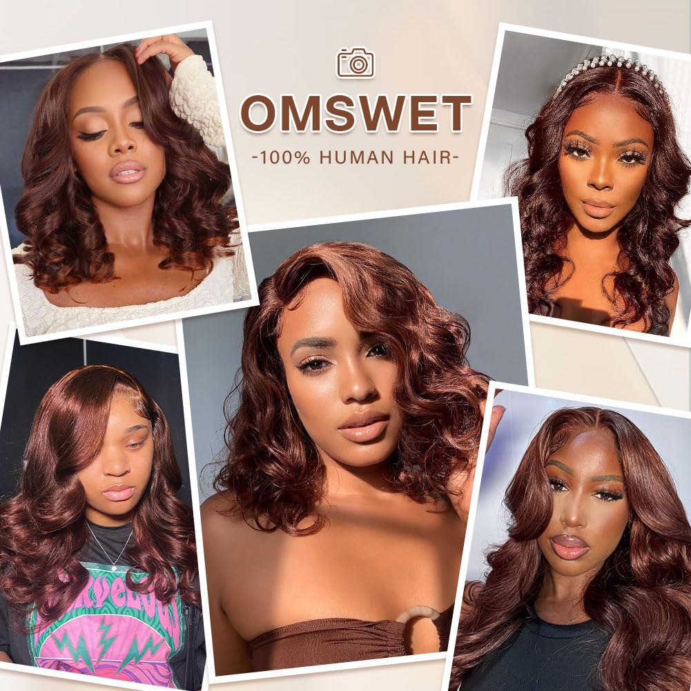 Chocolate Brown 14 Inch Body Wave Bob Wig 200 Density Human Hair with HD Lace - Image 6