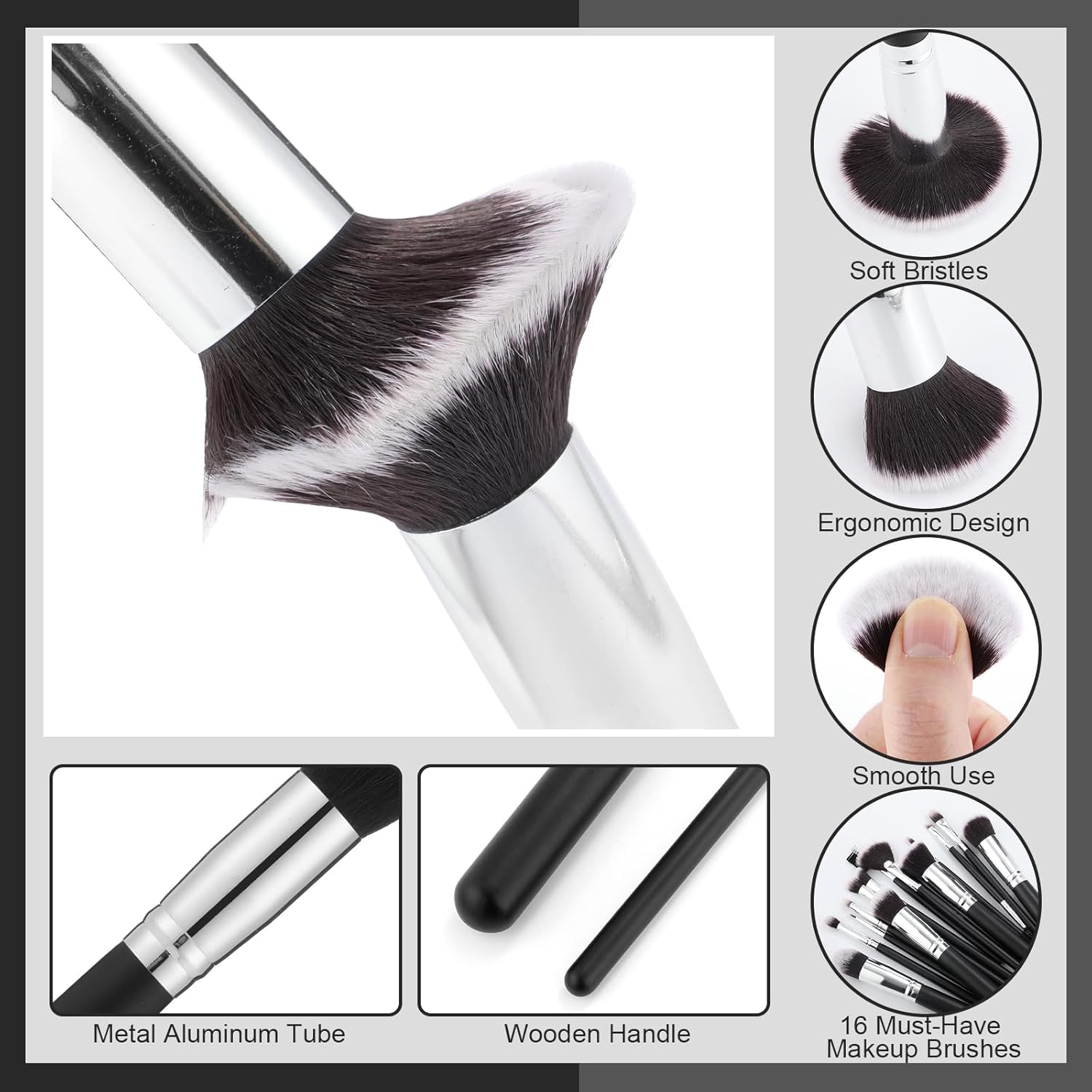 39-Piece Professional Makeup Brush Set with Sponge, Storage Bag, and Cleaning Tools for Women - Image 6