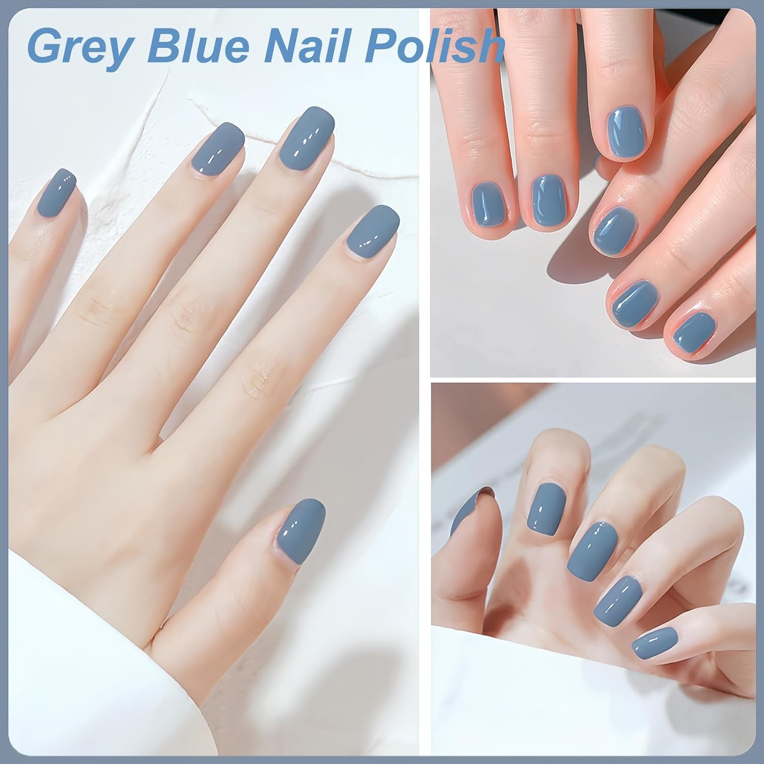 Quick Dry Vegan Grey Blue Nail Polish 14ML Long Lasting Light Blue - Image 3