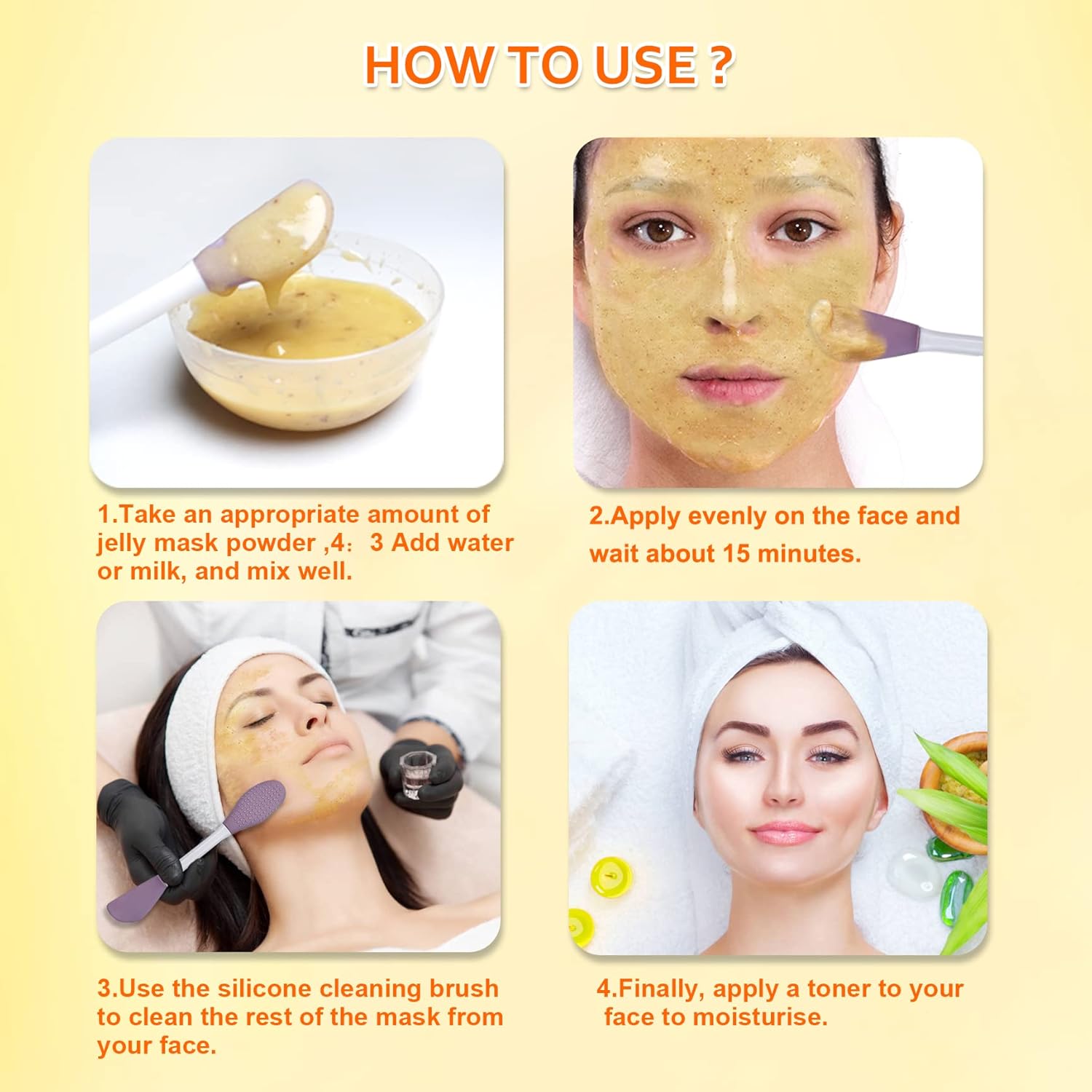 Turmeric Jelly Peel Off Rubber Facial Mask Powder 23 Fl Oz with Silicone Brush Included - Image 7