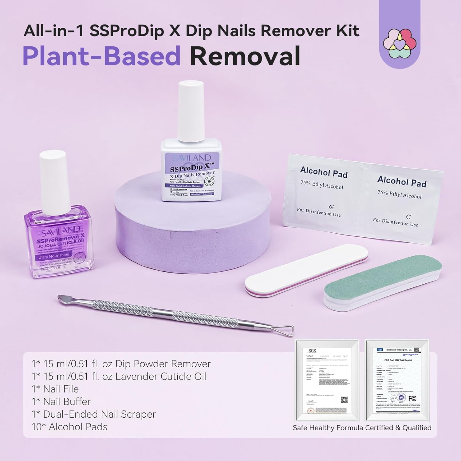 SAVILAND SSPro X Dip Powder Remover Kit with Cuticle Oil Nail File Gentle Home Use - Image 7