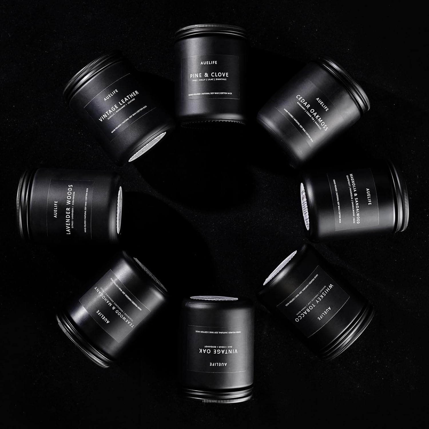 4 Pack Scented Candles Gift Set for Men - Aromatherapy with Leather, Smoke, Vanilla, Oak, Lavender Scents - Image 5