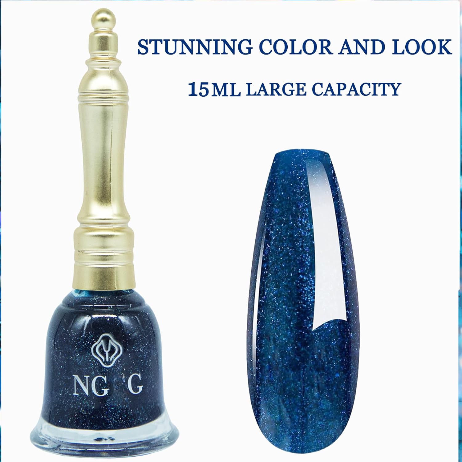 Sparkle Nail Polish 15ML Dark Blue Glitter Quick Dry High Density Navy Teal Shades - Image 3