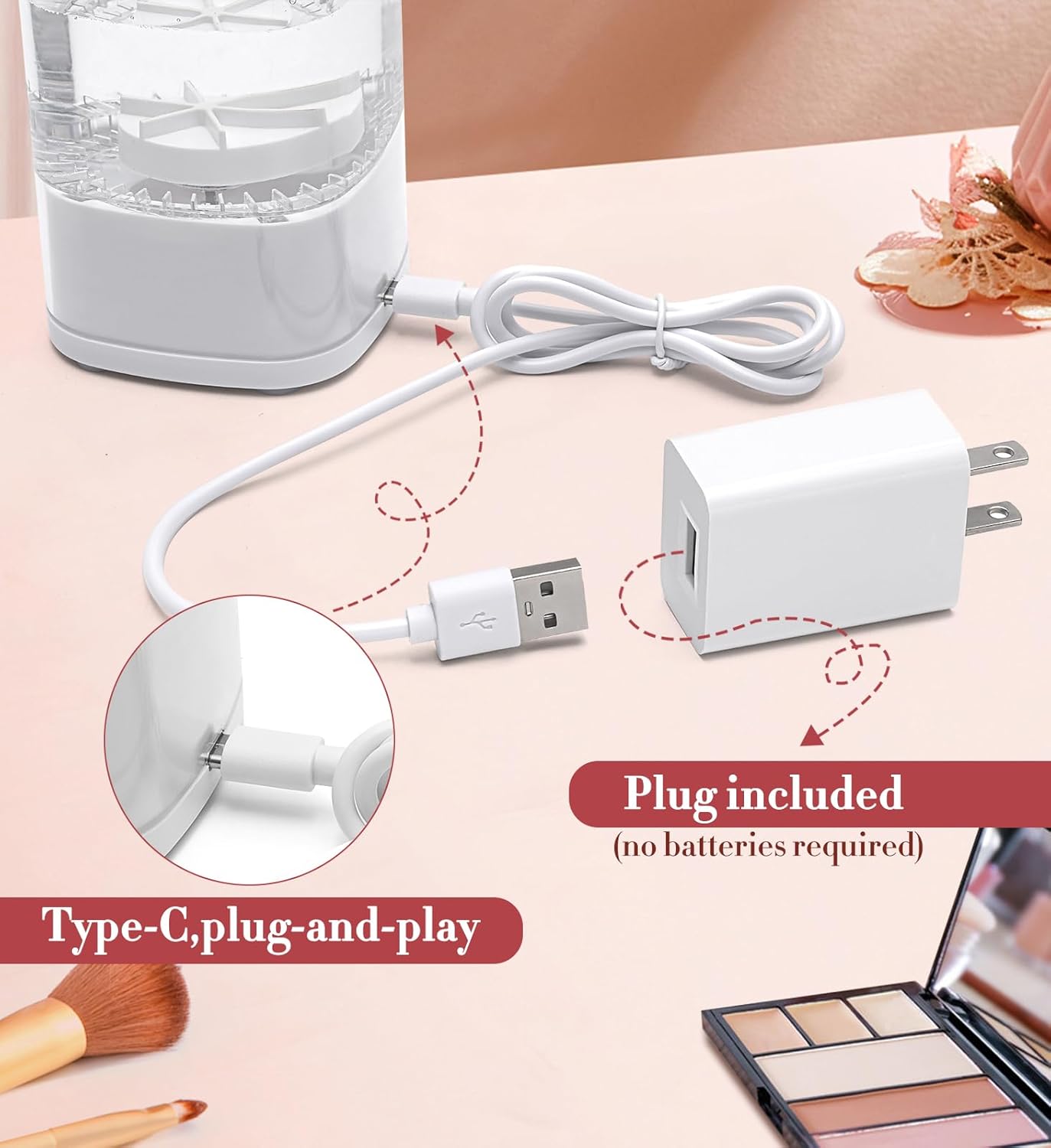 USB Portable Makeup Brush Cleaner Machine, 7000 RPM, for All Brush Types - Image 5